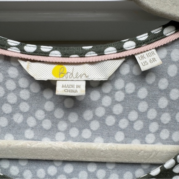 Boden Hunter Green and White Polka Dot Midi Dress - Picture 3 of 9